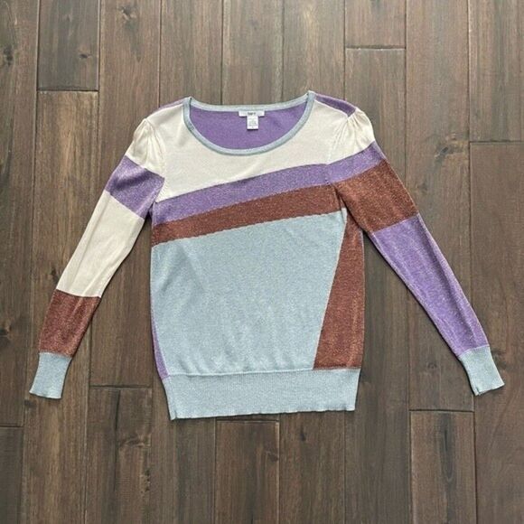 Bar III Multi Colored Pastel Sparkly Metallic Sweater Top S - Picture 1 of 4